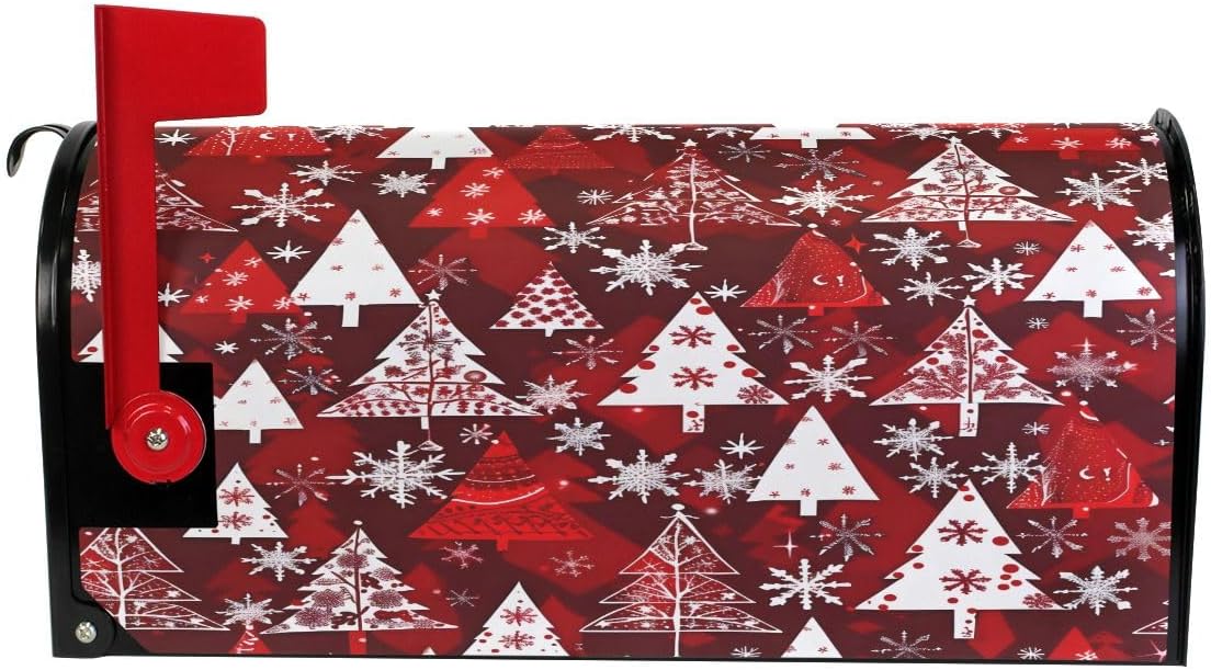 Beutiful Red Tree Pattern Mailbox Cover Magnetic Mailbox Wrap Post Letter Box Cover Home Decorative for Standard Mailboxes