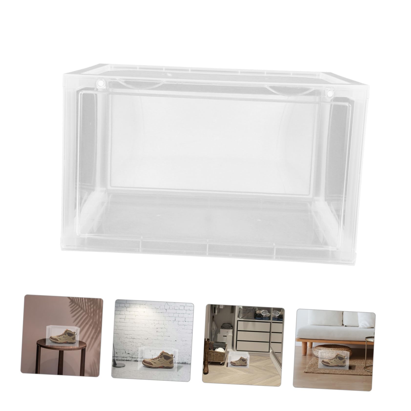 Zerodeko Organizador de Zapatos Acrílico con Puerta Lateral Magnética Caja de Almacenamiento Apilable Que Ahorra Espacio para La Entrada