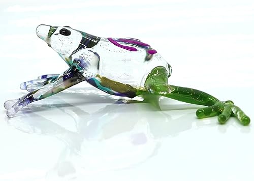 Miniatura 10 de Sansukjai Figuras artísticas de cristal soplado a mano de rana pequeña, animales coleccionables, regalo para decoración del hogar (mármol azul