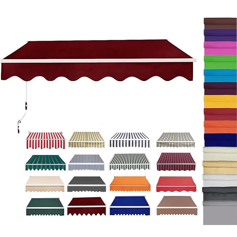 Retractable Patio Awning Fabric Replacement Waterproof Polyester Shade Cover Outdoor Sunshade Awning Cover Canopy Canvas for Yard Deck Balcony,without Frame,08,(16x13ft) 5x4m