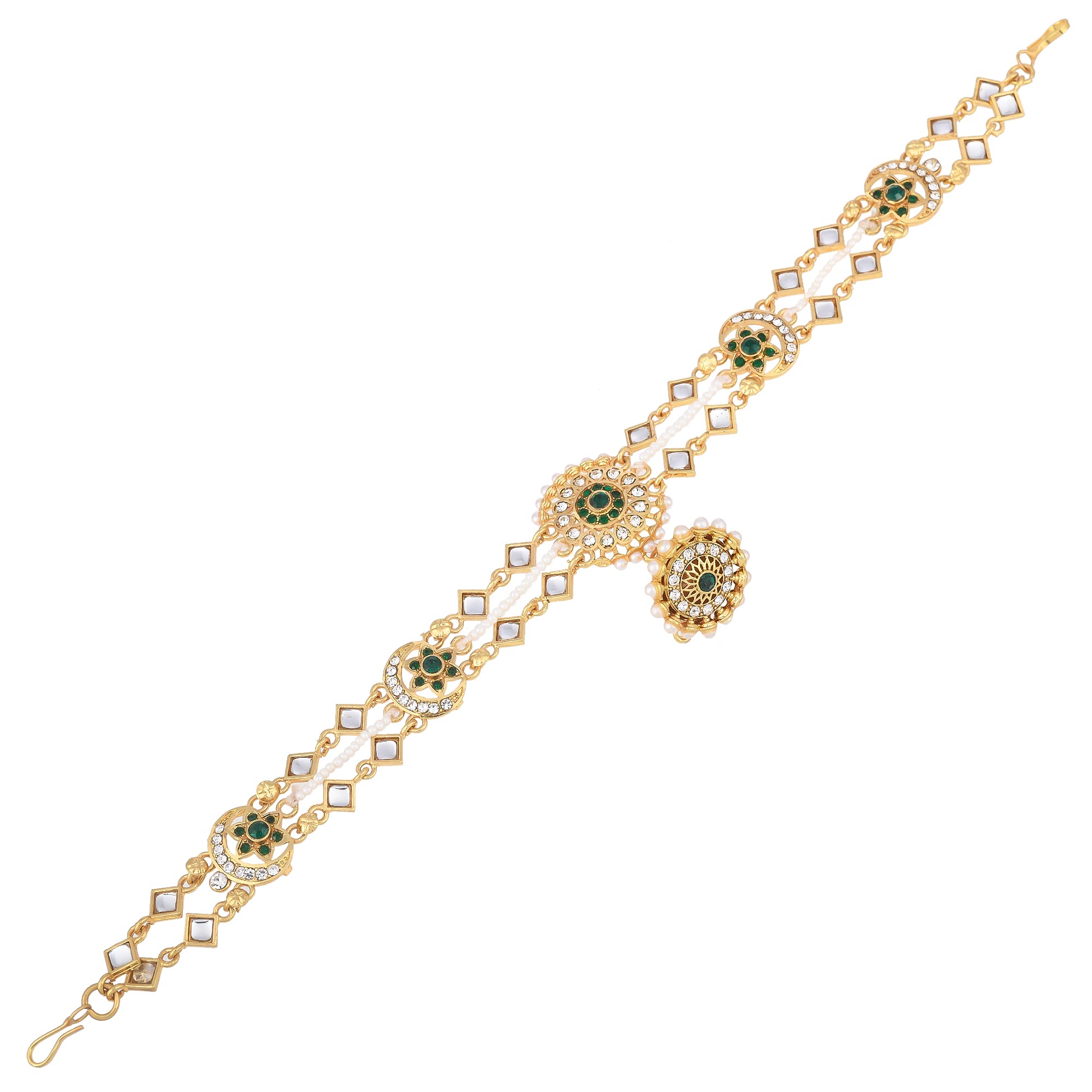 Sanjog Embellished Rajputi Rajasthani Borla sheeshphool/Marwadi Matha Patti For Women/Girls (Green) (B092ZW4YBM) Amazon Price History, Amazon Price Tracker