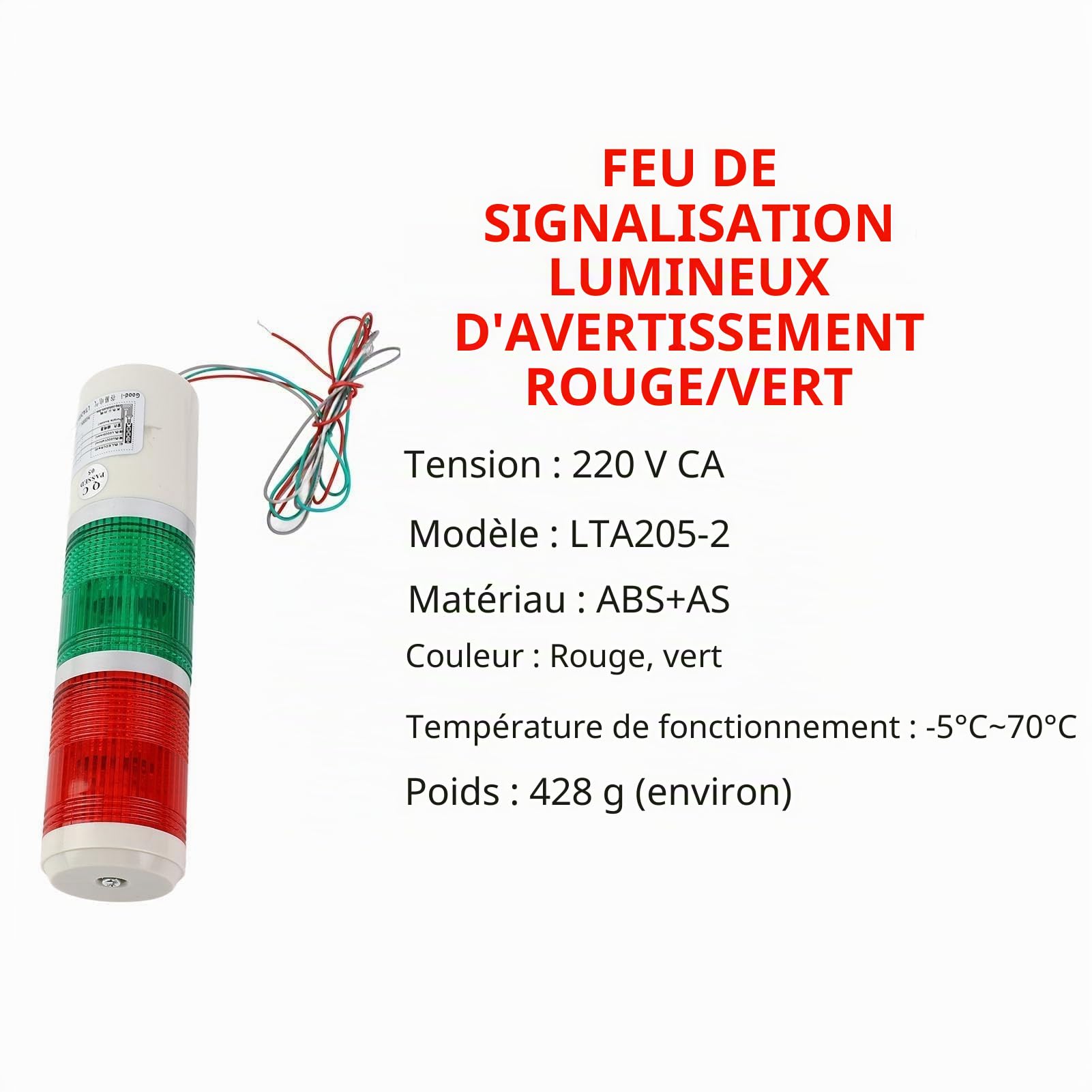 Rouge/Vert LED Voyant d'Avertissement LED Tour Ronde Lumière Équipement D'urgence Éclairage Ampoule Balise Lampe AC220V