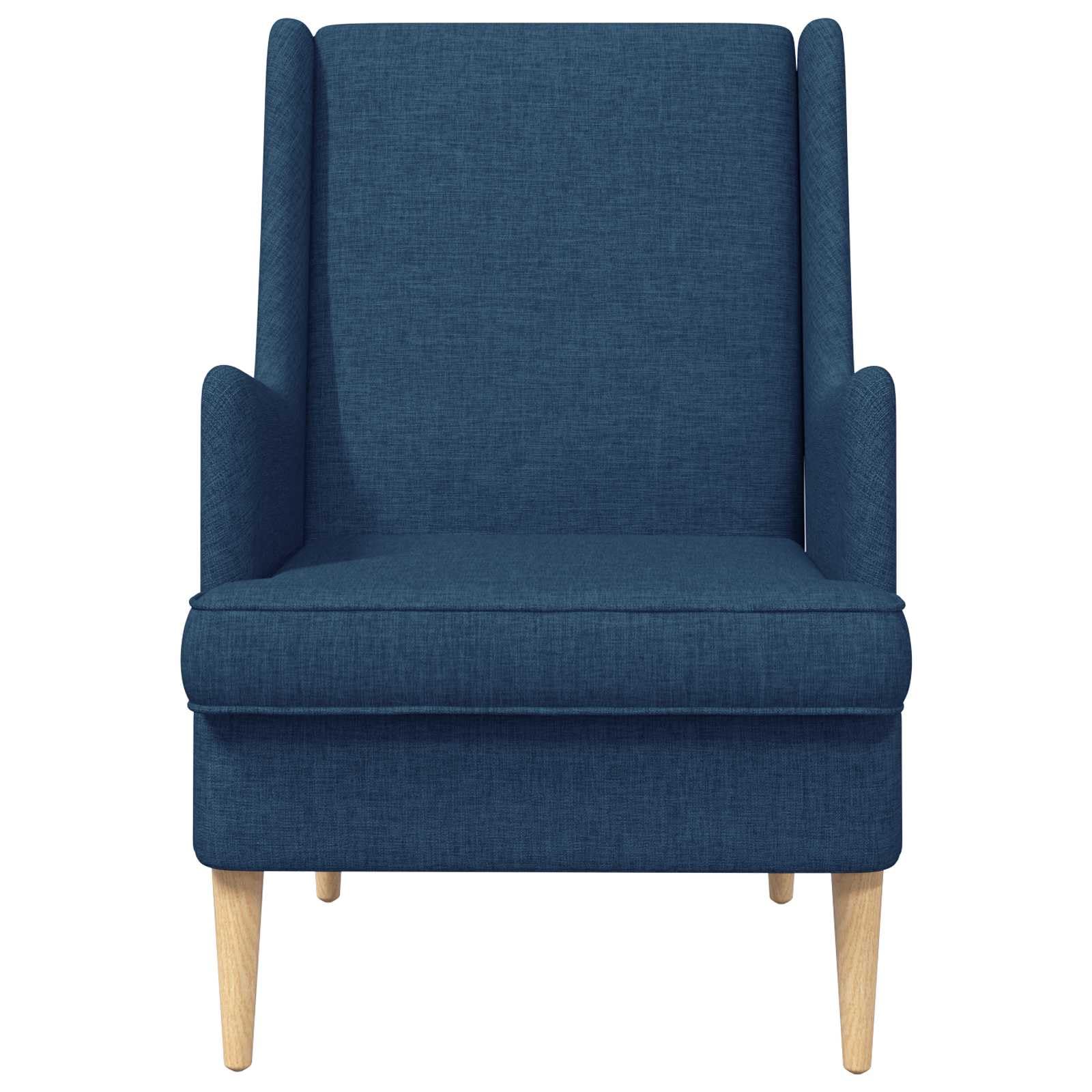 Sillón moderno de tela azul con marco de madera y metal, diseño ergonómico, giratorio y ajustable, ideal para salón, dormitorio u oficina, relajante y elegante