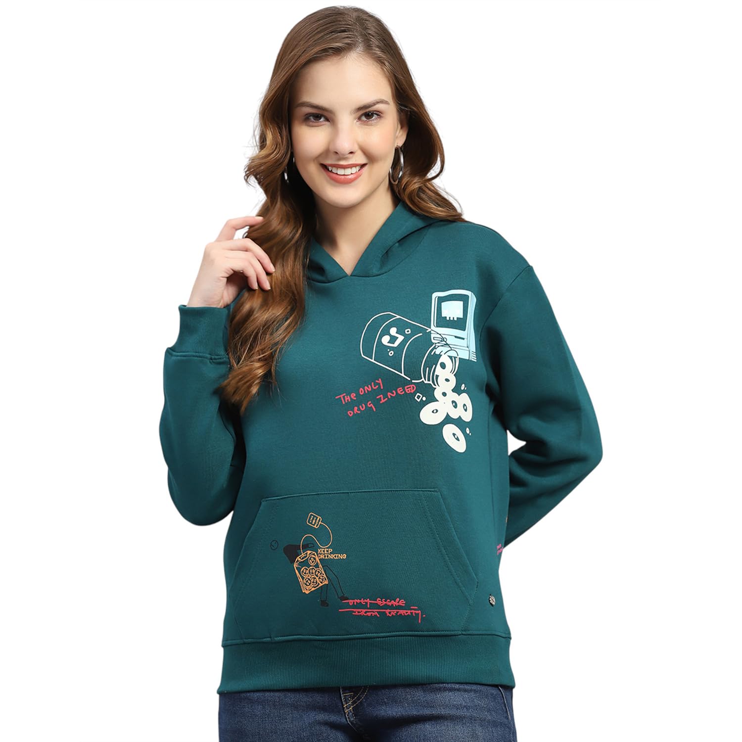 Womens Regular Fit Printed Pull On Full Sleeve Winter Sweatshirt | Warm Pullover for Ladies | Soft Comfortable Casual Winter Wear for Women's (Pack of 1)