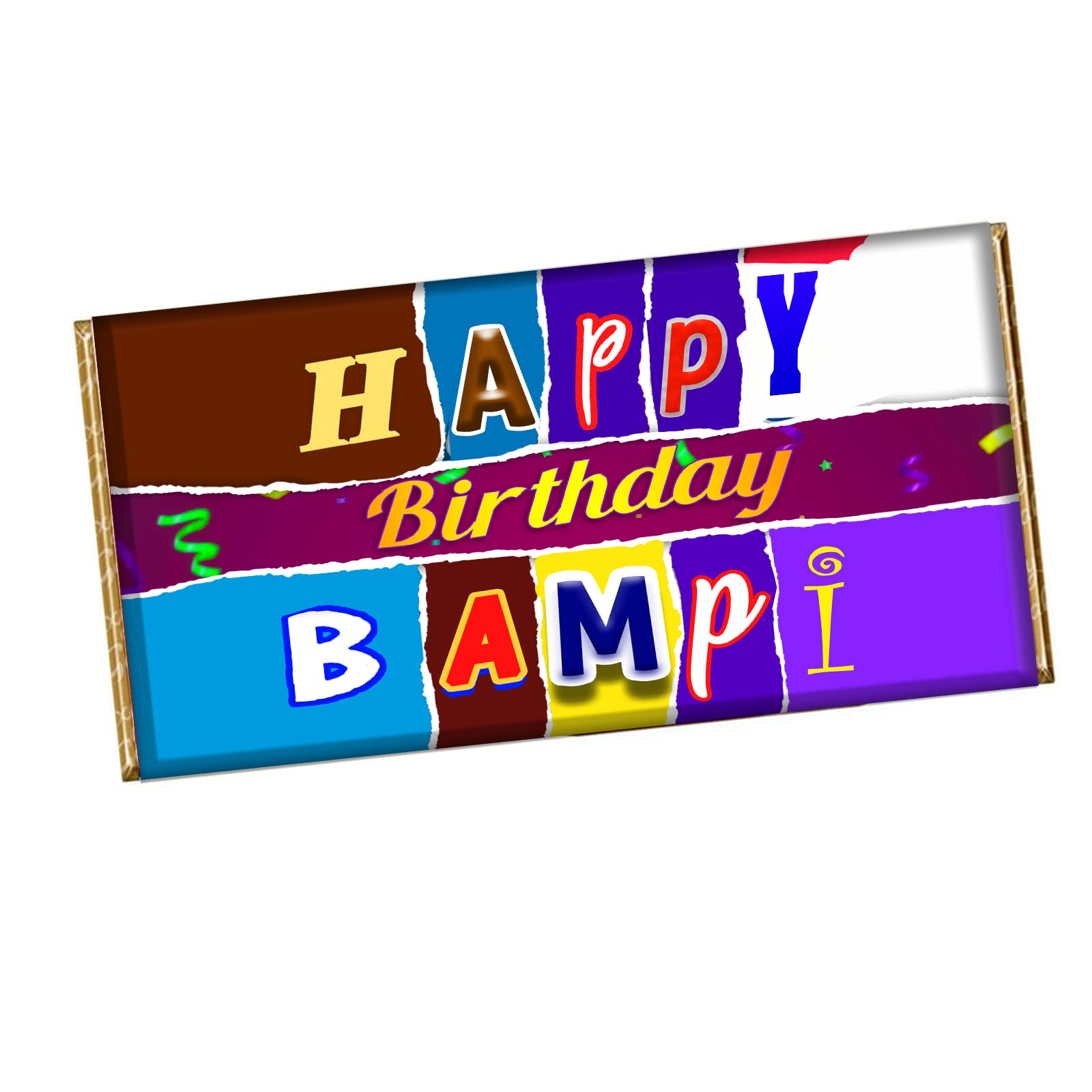 LithukiHappy Birthday Bampi Chocolate Bar Wrapper Novelty Gift For Grandpa Popo Dad CH-518 (with chocolate)