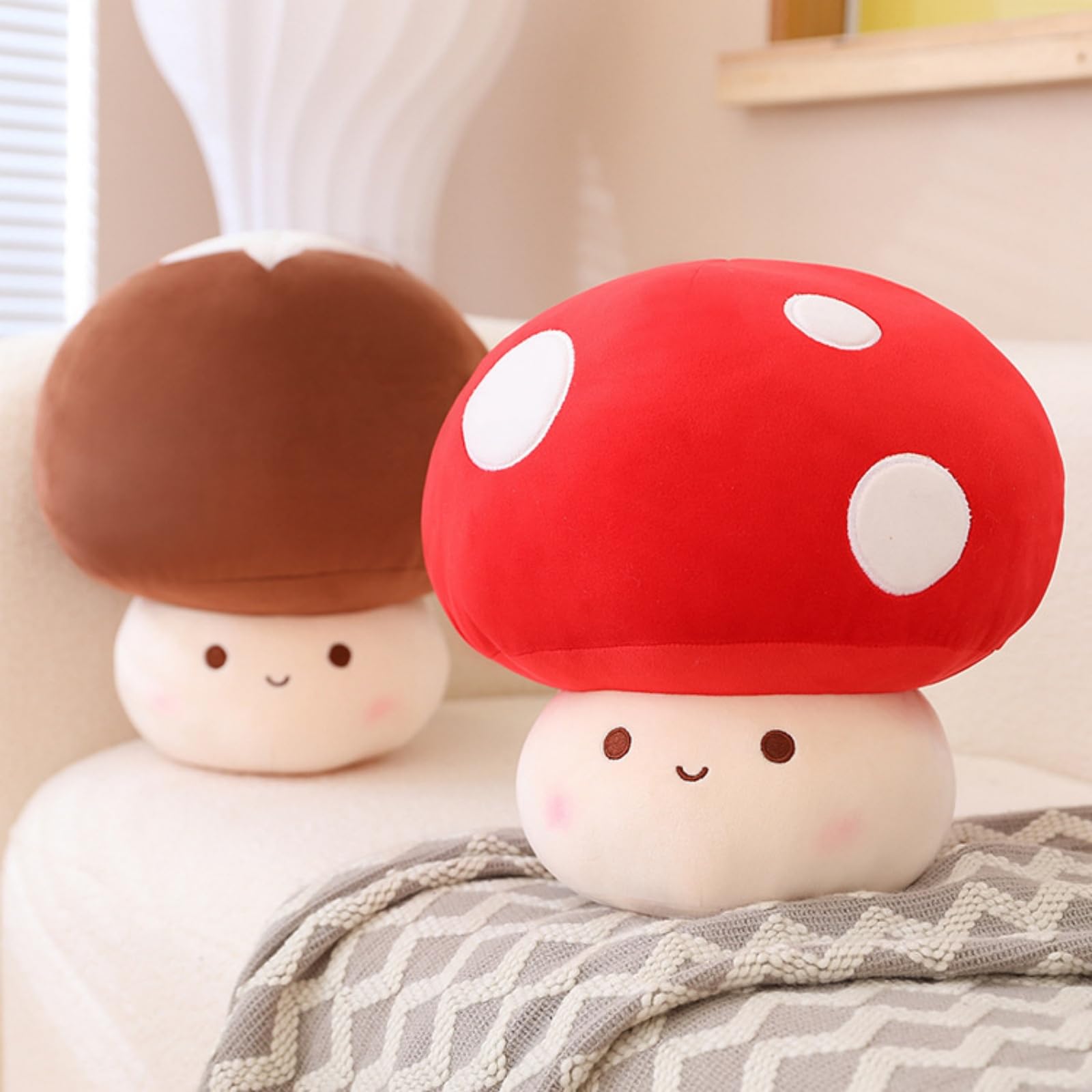 Pilz Plüschtier Puppe，Plüschpflanze，dekorative Wurfkissen，für Schlafzimmer, Sofa, Wohnzimmer, Kinderzimmer, Restaurant, (60cm,Shiitake-Pilze)