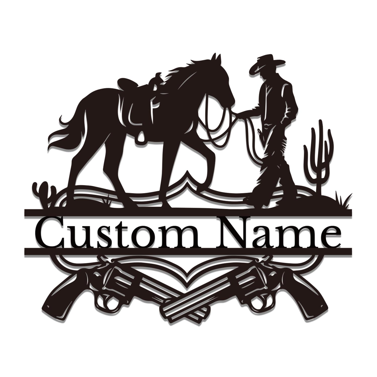 Pailideart Style-1 Personalized Cowboy Metal Wall Art - Custom Western Name Sign For Ranch & Saloon Decor - Unique Rodeo Gift For Cowboys & Cowgirls (Style-1)