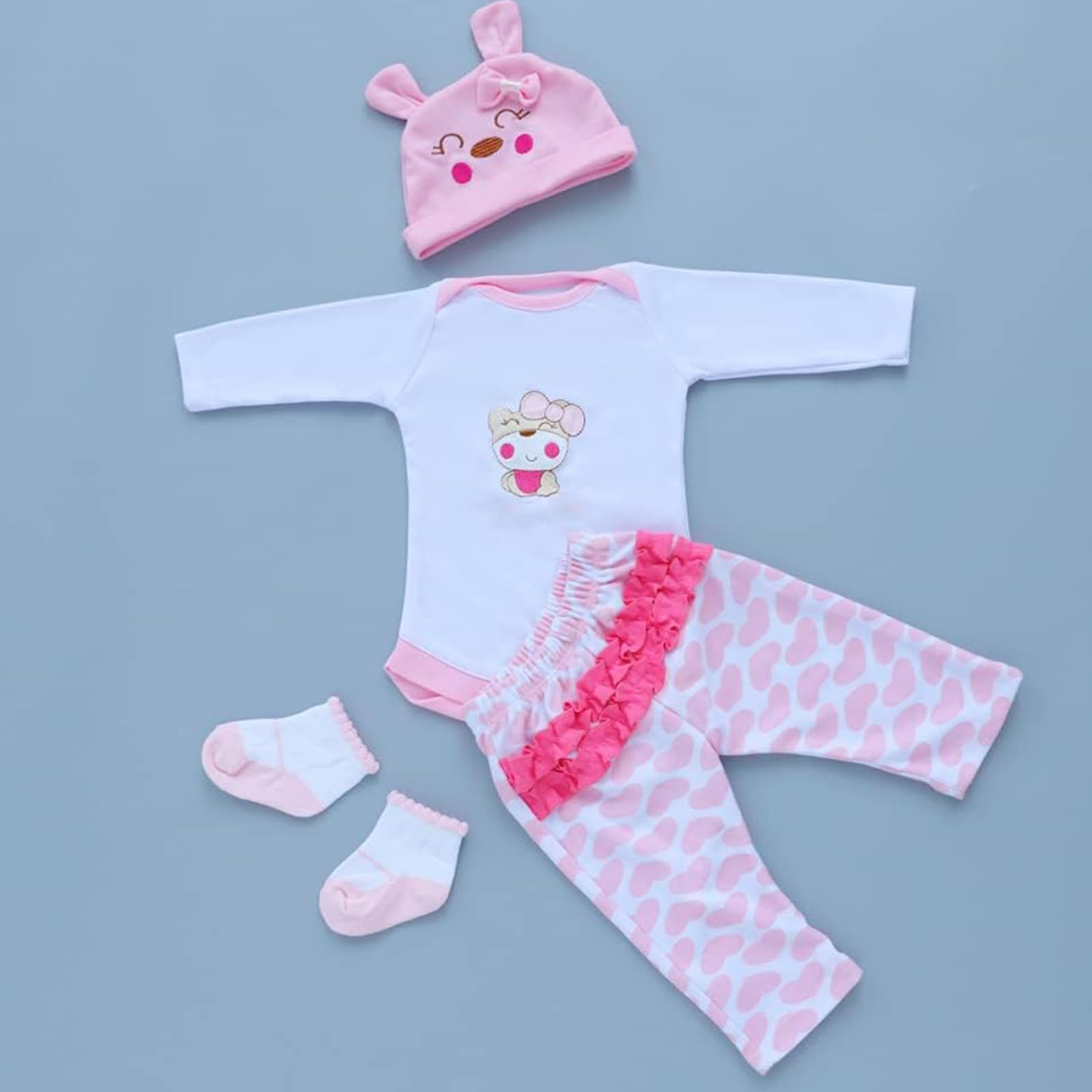 Vestiti per bambole Llorens 44 cm - Completo orsetto rosa con cappello e stivaletti