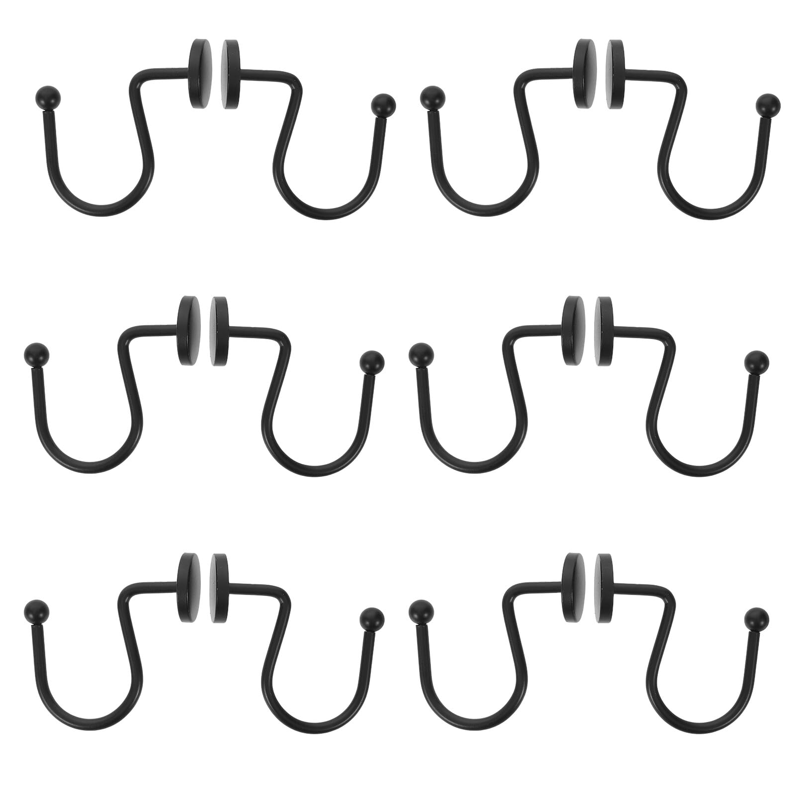 24 Pezzi Gancio per tende ganci per tende vintage da doccia per il bagno anelli per ganci doccia in metallo decorativi Black