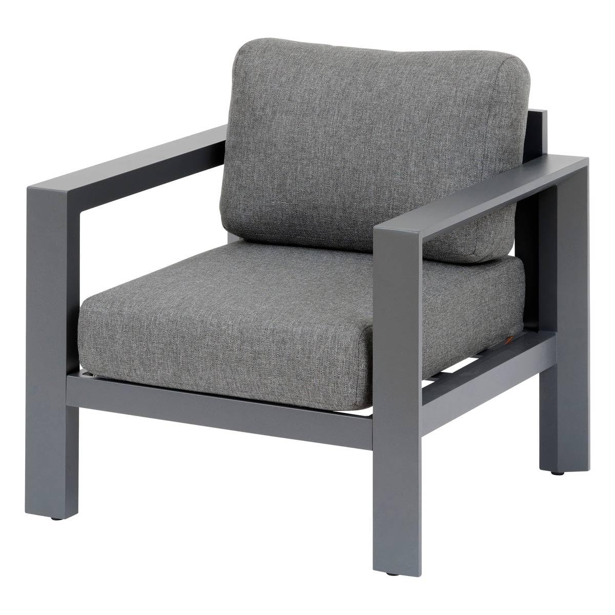 Hespéride - Salon Bas de Jardin Evasion 5 Places Gris Foncé - Aluminium traité Anti-Rouille et Oléfine - Coussins Déhoussables, Déperlants - Mobilier d'Extérieur pour Jardin, Patio