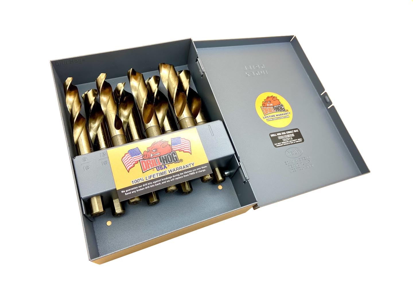 Lot De 33 Forets Cobalt M42 – Tailles 1/2 à 1 Pouce, Qualité Drill Hog