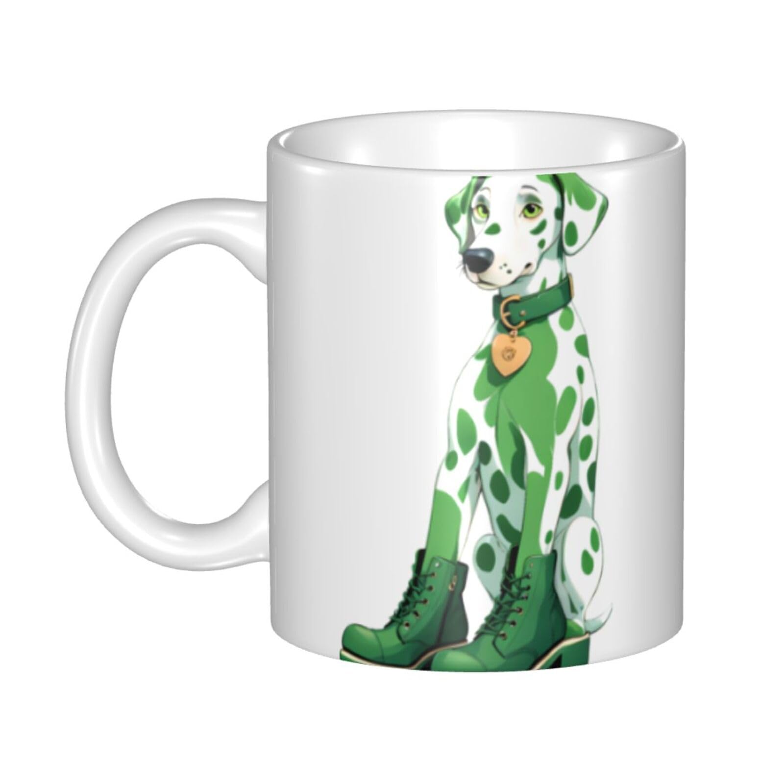 Mug dalmatien vert bottes en cuir en céramique compatible four à micro-ondes