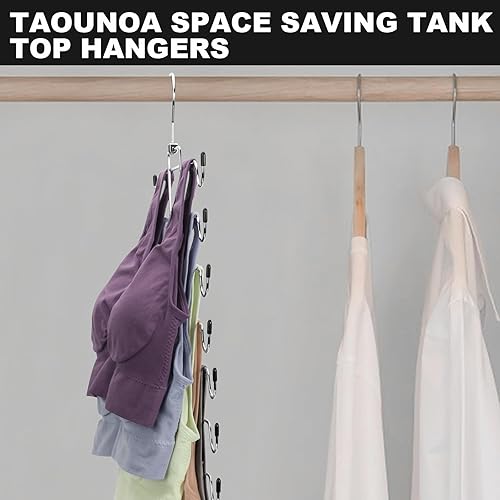 Miniatura 6 de Paquete de 4 perchas para camisetas sin mangas, perchas de 8 niveles que ahorran espacio, decoración plegable para brasieres mentales, organizador