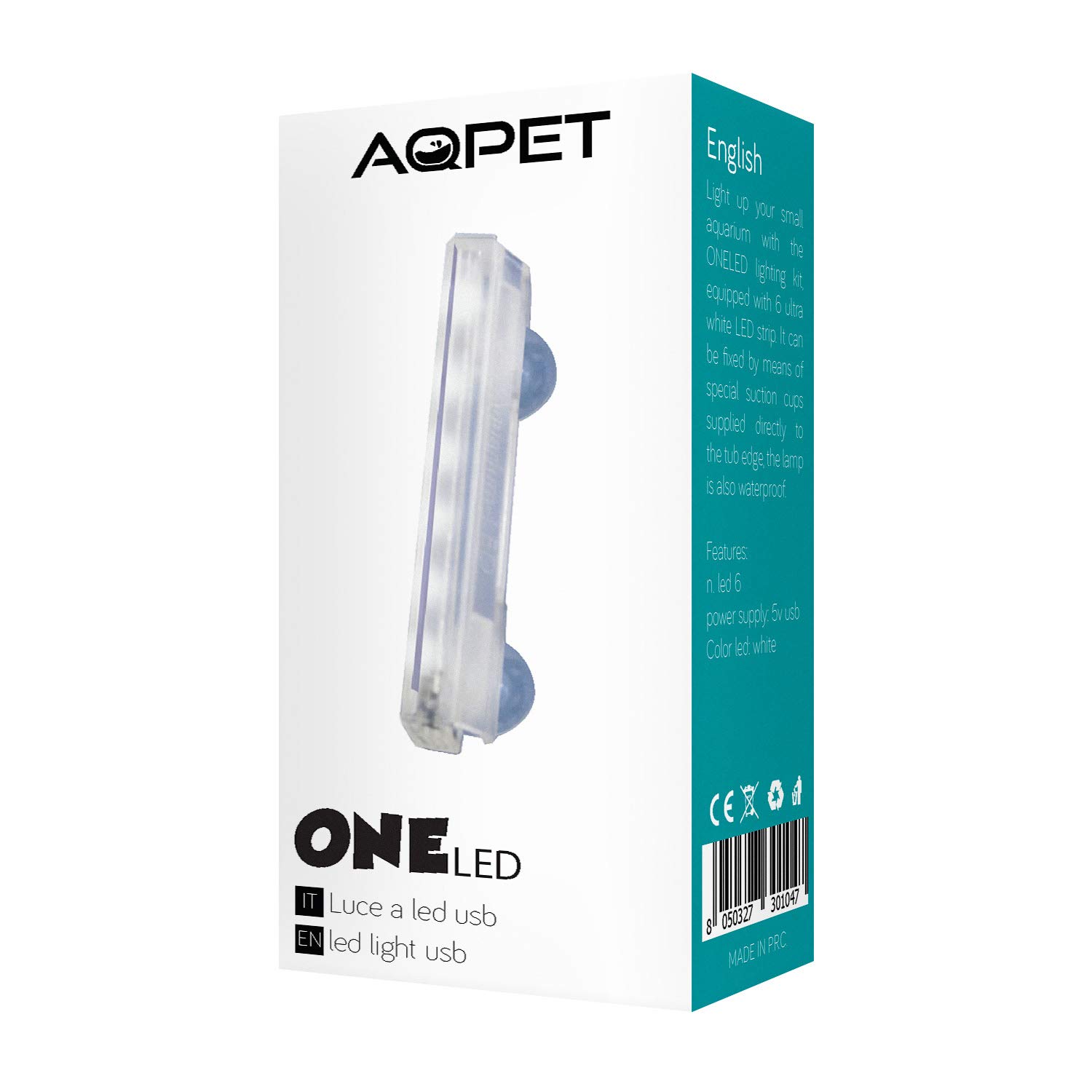 AQPET One Mini Acquario in Vetro Colore Nero 20 Litri Completo di Accessori 36x22x26h Inclusa Luce a LED