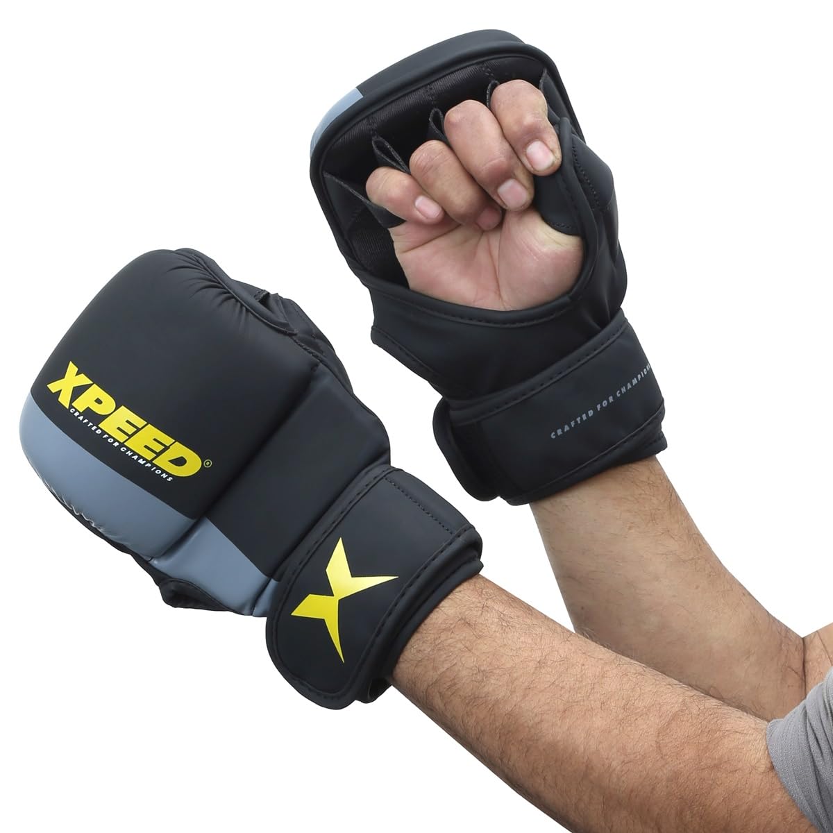 XPEED XP1504 - Guanti da grappling, in poliuretano, per arti marziali, sport da combattimento, MMA, allenamento, guanti sportivi versatili, chiusura avvolgente con gancio e anello