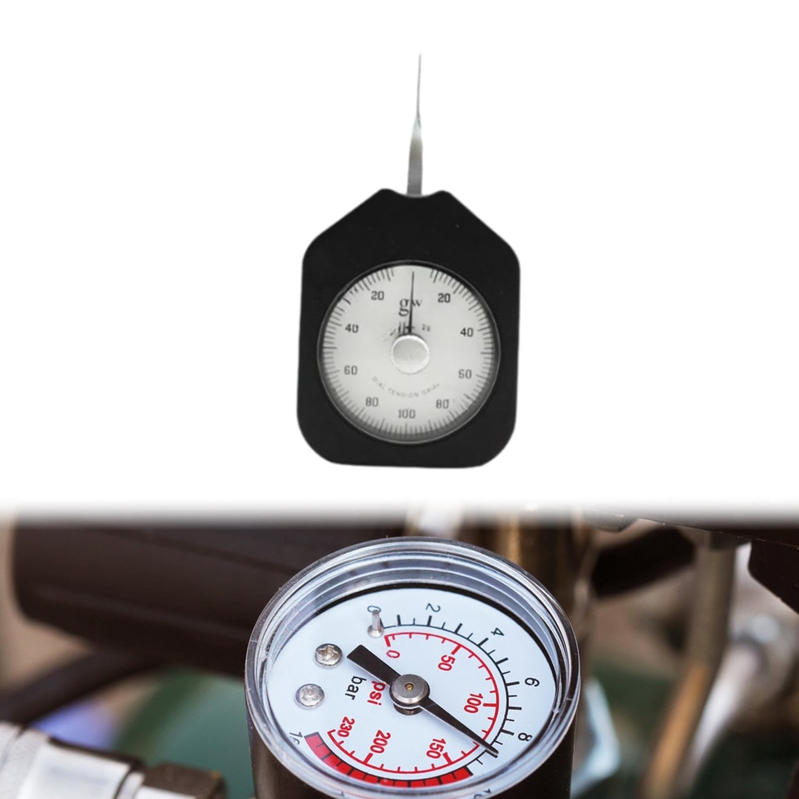 Qianly Medidor de Tensión de Doble Aguja Instrumento de Medición Portátil con Dial Analógico y Función de Retención de Adecuado para Laboratorio, 100 Gramos