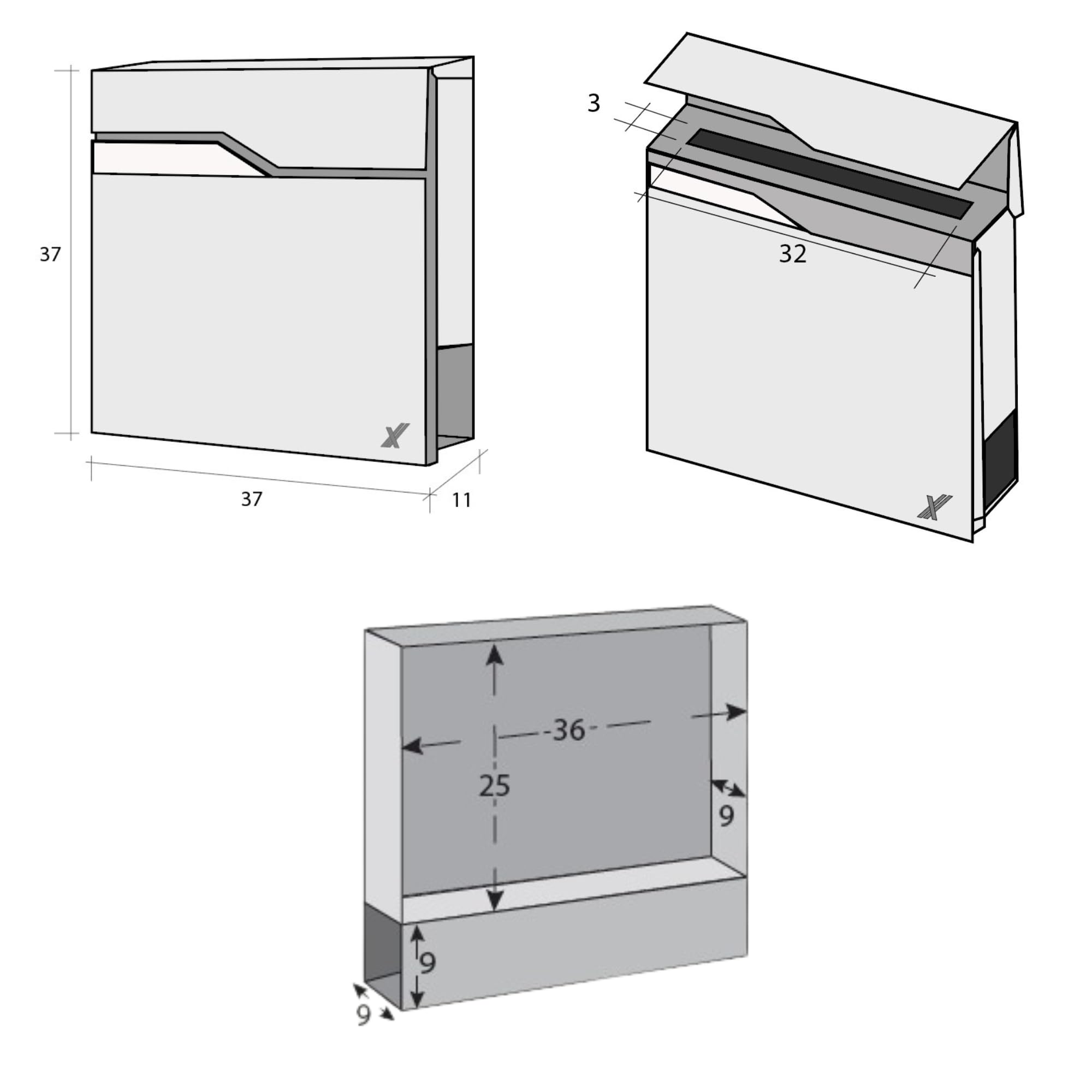 ALUBOX URANIA Cassetta Postale Da Esterno Moderna In Acciaio e Lamiera Zincata 37x37x11 CM Cassetta Posta Con Portanome E Serratura Cassetta Postale Antiscasso VANO PORTA RIVISTA (RUGGINE)