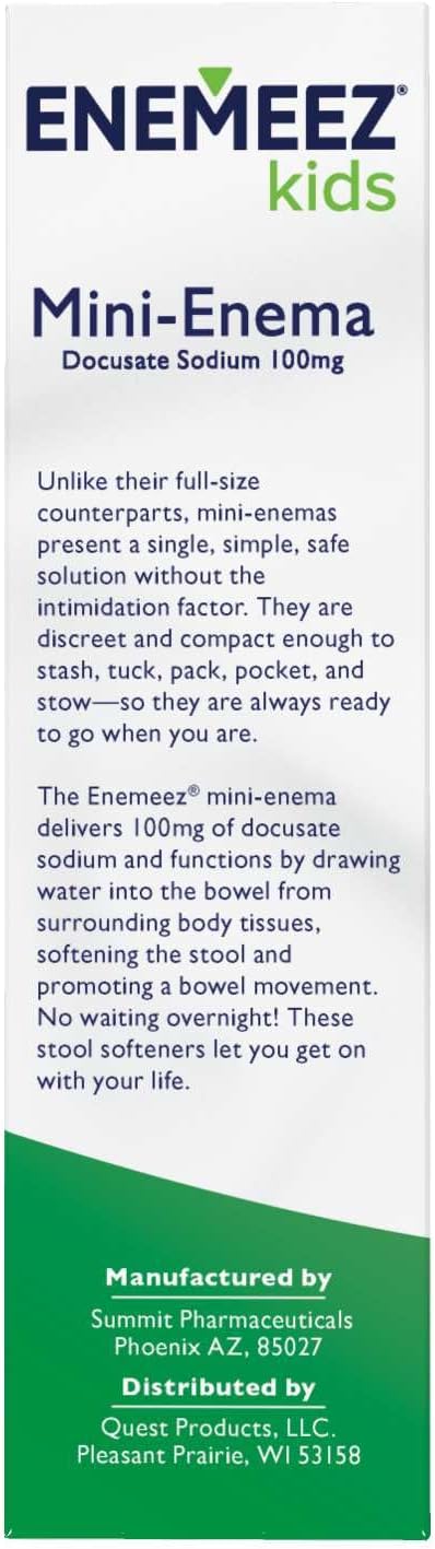 Enemeez Kids Enema, Mini-Enemas for Ages 2-12, Docusate Sodium Stool Softener, Fast-Acting Constipation Relief, Promotes Bowel Movement in 2-15 Minutes, 2ct, 3 Pack (6 Total) Single-Use 5ml Tubes - Image 3