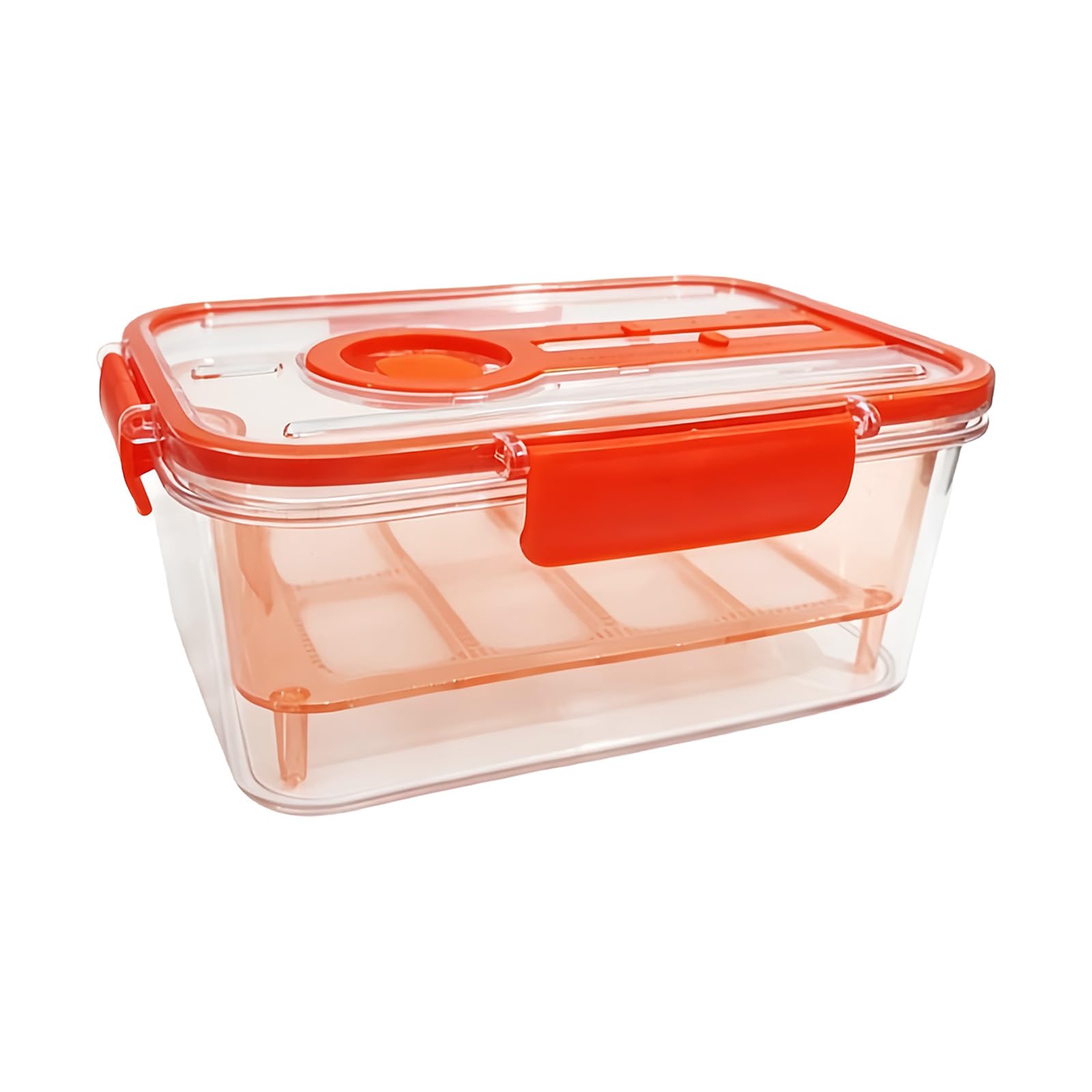 Fruit Rinse Container, Lifted Tray Design, Sealing Border, Refrigerator Organizer, Kitchen Serving Assistant Helper Vegetable Rinse Box Produce Keeper Tray Salad Prep Organizer Fruit Drain Container
