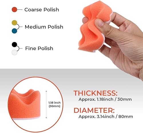 Miniatura 3 de CANOPUS Almohadillas de pulido, kit de almohadillas de pulido, amortiguador para detalles de automóviles, rueda de pulido para taladro, kit de