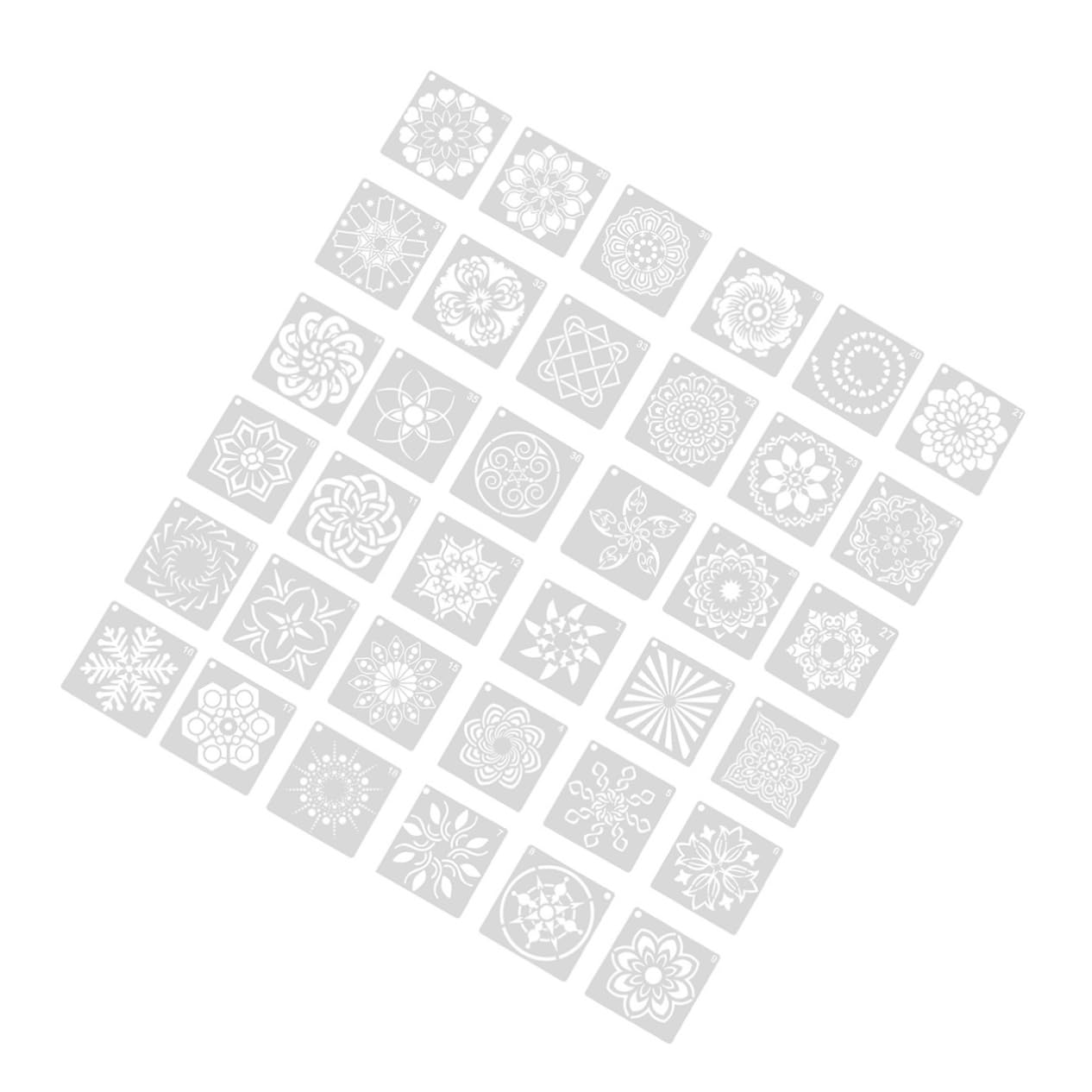 TEHAUX 3 Ensembles Pochoirs Mandala Créatifs Plastique Pour Peinture Murale Décoration Diy Découpés Pour Projets Artistiques Artisanaux 36 Pièces * 3
