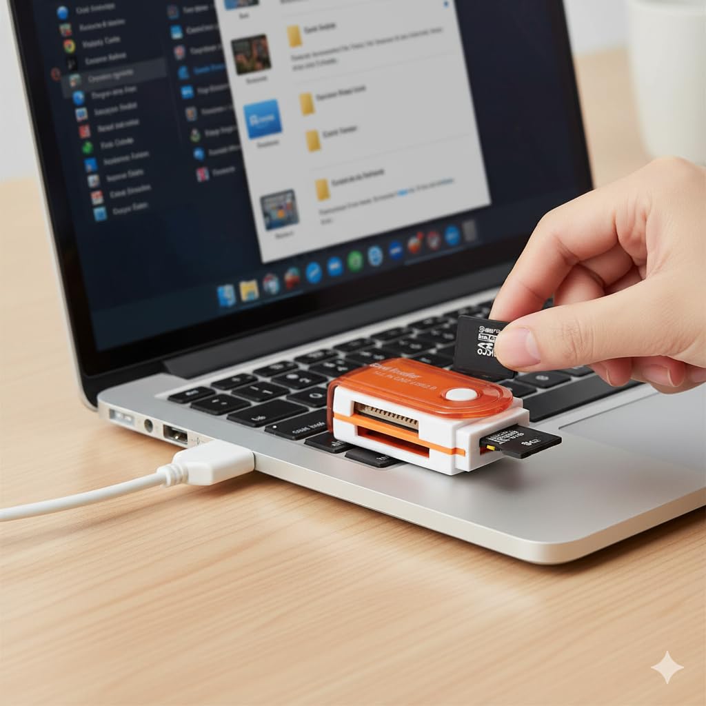 Premium 4-in-1 Multi Card Reader – USB 2.0 All-in-One Memory Card Adapter for Micro SD, TF, MMC, MS & M2 Cards | High-Speed Data Transfer Multi-Port Card Reader