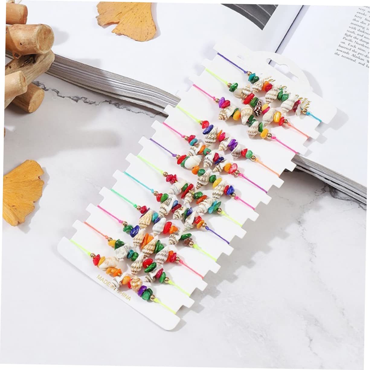 CALLARON Pulsera De Caracola Pulsera De Concha Tobillera De Playa Pulseras para Mujer Tobillera para Mujer Tobillera De Concha Pulseras De Amistad Cuerda De Cera