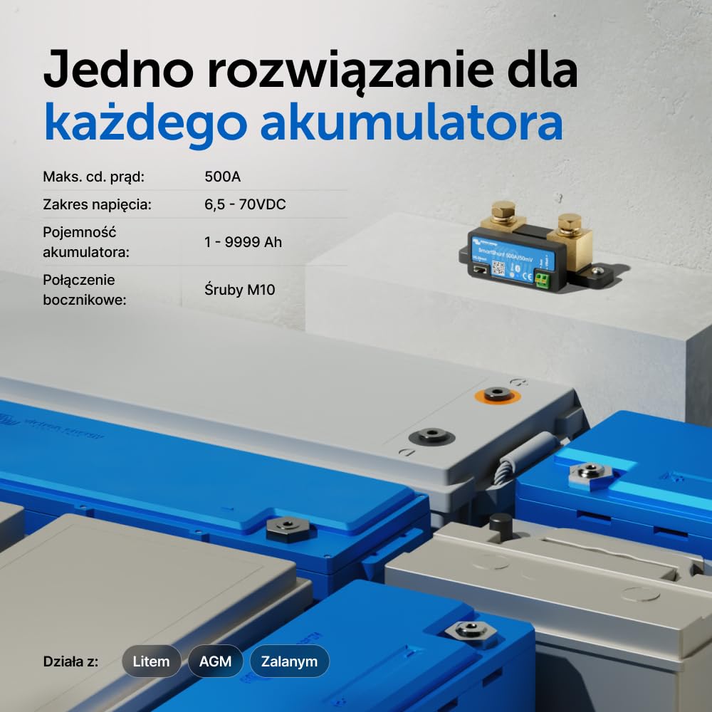 Victron Energy SmartShunt 500 amp Monitor Akumulatorów (Bluetooth) | Victron Smart Shunt z Bluetooth – szczegółowe informacje w aplikacji