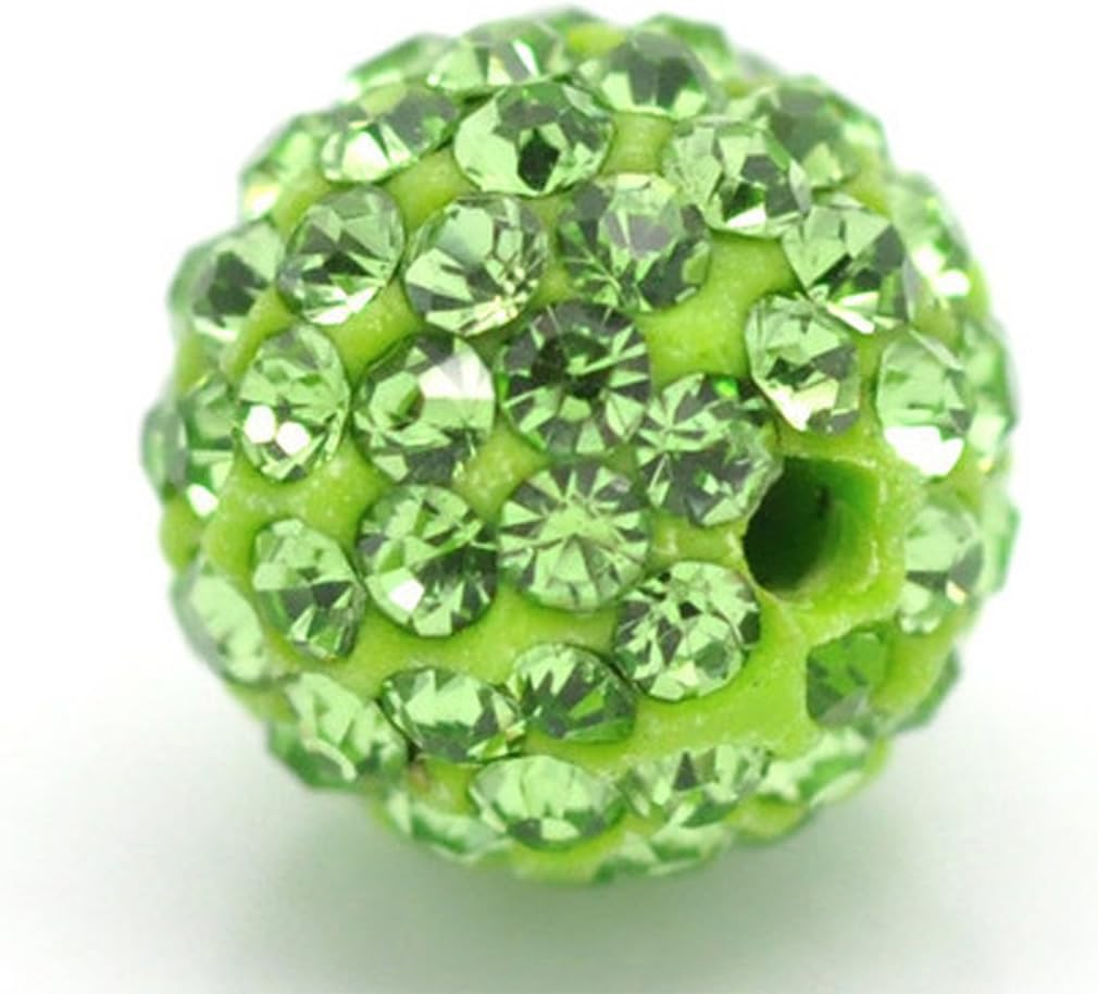 leattyer Amazing Disco Balls Clay Beads 8MM/10MM Royal Blue Pave Czech Crystal Rhinestones fit Shamballa Premium Quality - 20pcs DIY (10mm, Apple Green)