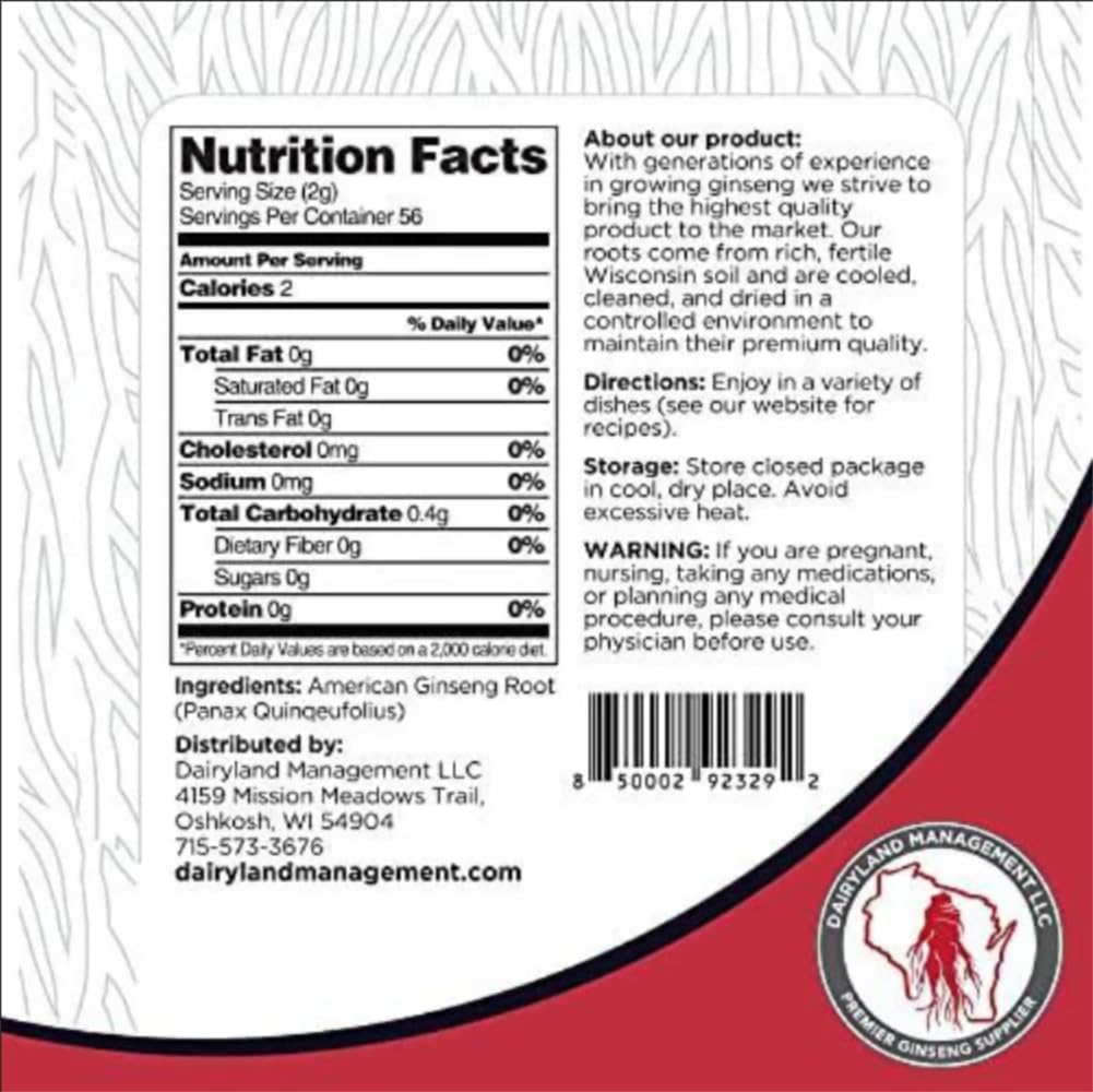 Dairyland American Ginseng Slices - 4 oz Pack Wisconsin Ginseng Slices – Certified Something Special from Wisconsin - Non-GMO, Gluten Free Sliced Root - Herbal Supplement in Soup, Tea, Congee - Image 8