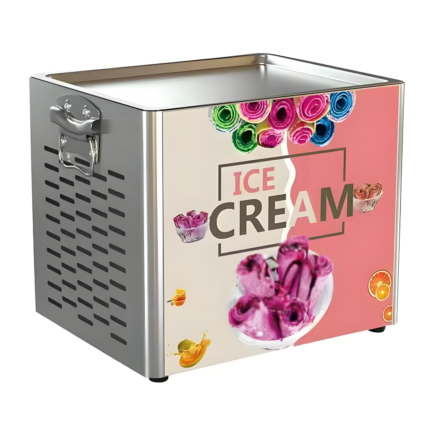 QuinteZhenTially 330w Rolled Ice Cream Machine,Square Fried Ice Cream Roll Machine,Electric Dessert Maker,Stir Fried Yogurt Maker,for Home Use Make Ice Cream Rolls Easily