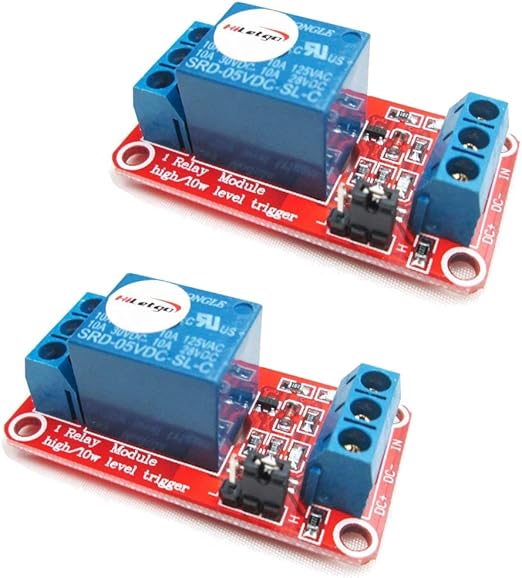 HiLetgo 2pcs 5V One Channel Relay Module Relay Switch with OPTO Isolation High Low Level Trigger