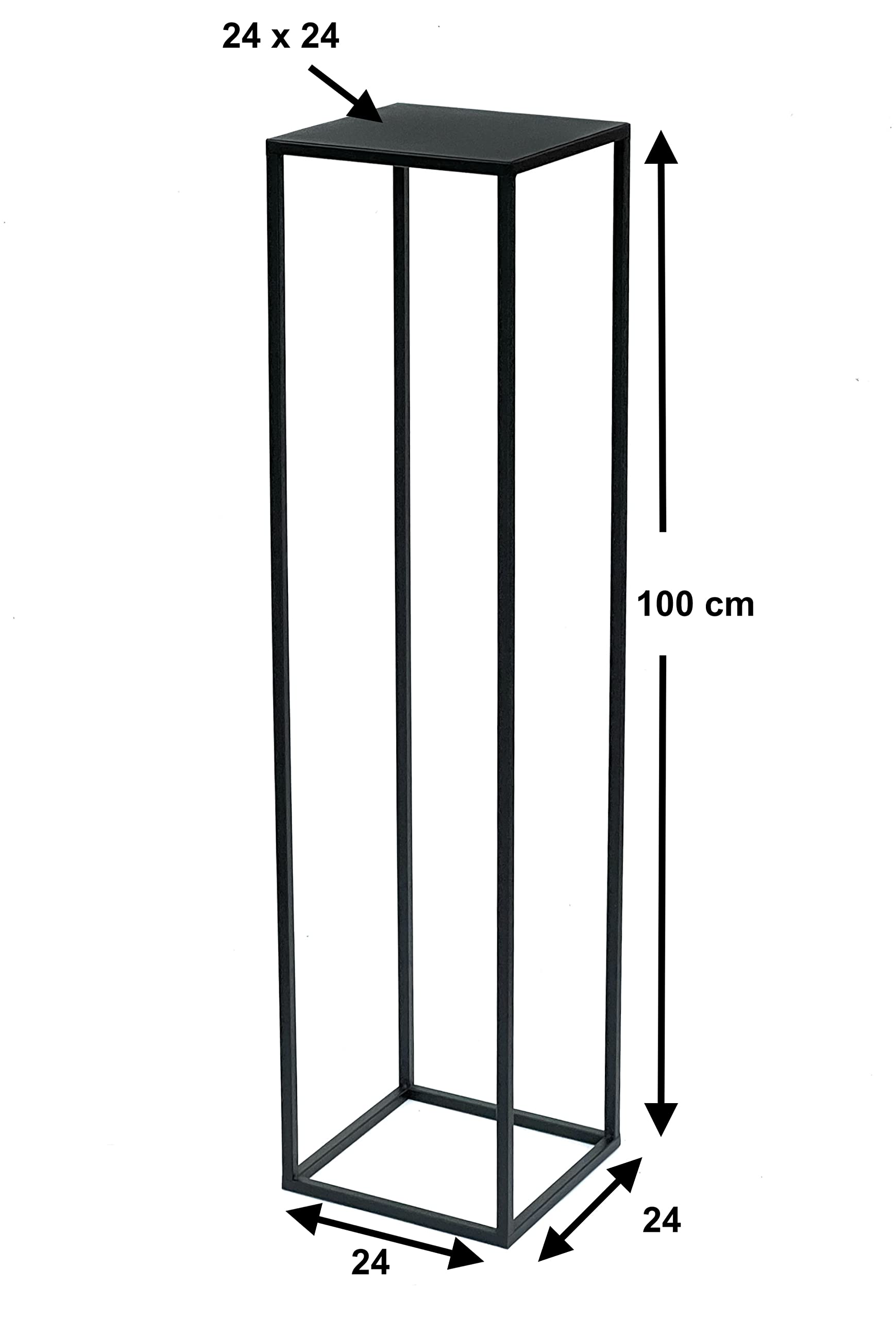 DanDiBo Blumenhocker Metall Schwarz Eckig 100 cm Blumenständer Beistelltisch 96351 Blumensäule Modern Pflanzenständer Pflanzenhocker