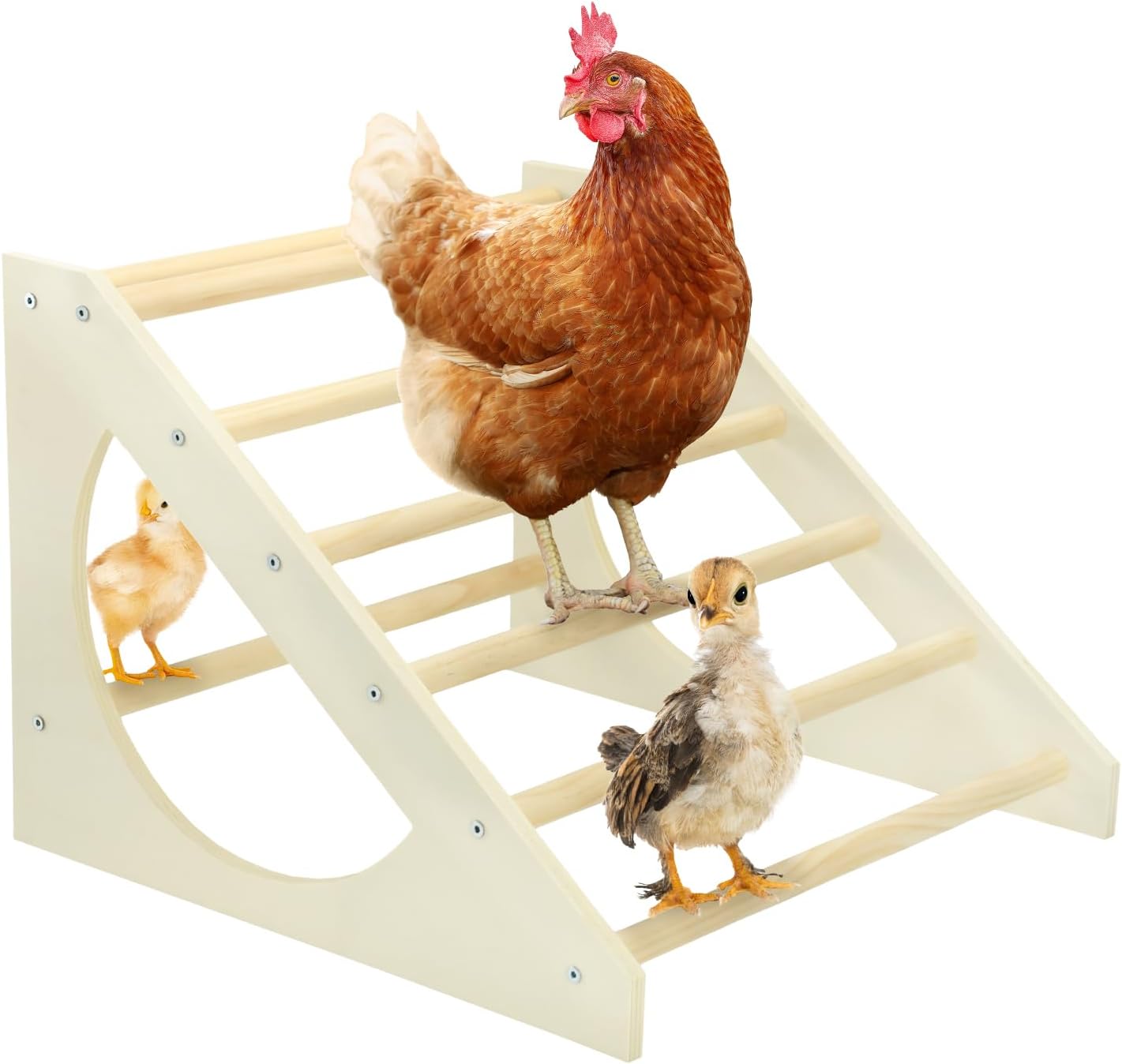 Vehomy Chicken Roosting Bar Solid Wood Roosting Ladder Poultry Perch Stand Jungle Gym for Backyards Chicken Coops Farms Chicken Toy for Chicks Hens Roosters Large Birds Parrots Macaws L