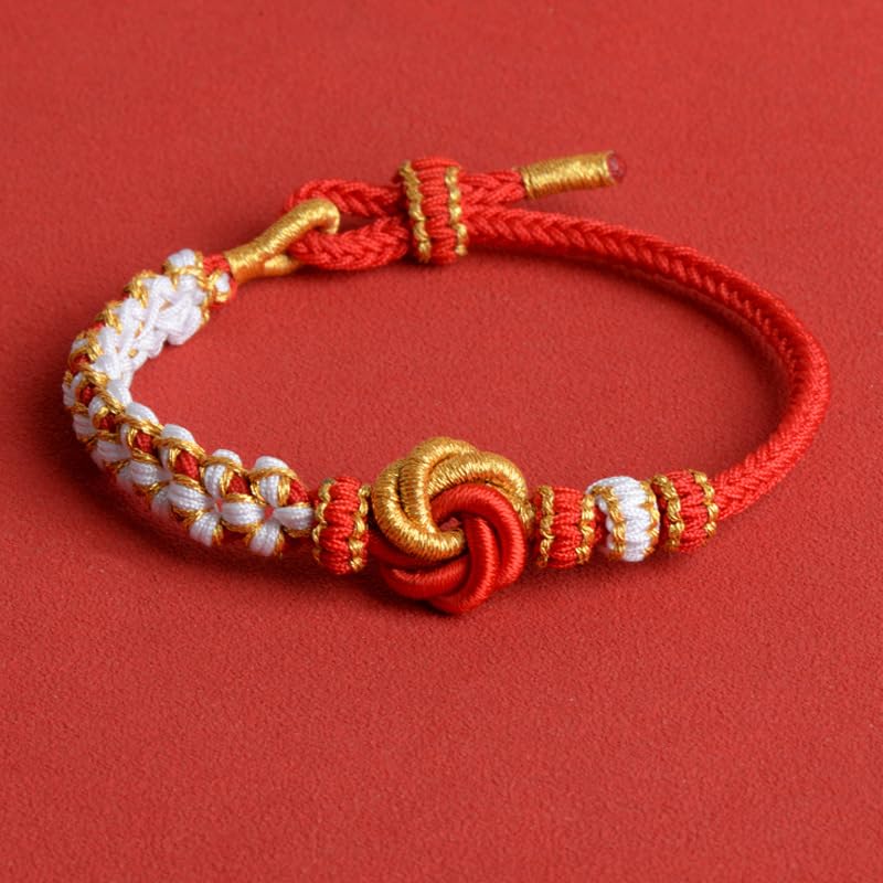 Image of Granddaughter Bracelet for Women, Cute Pink Peach Blossom Knot Bracelet from Grandma Trendy Handmade Braided Charms Bracelets Holiday Jewelry Gifts