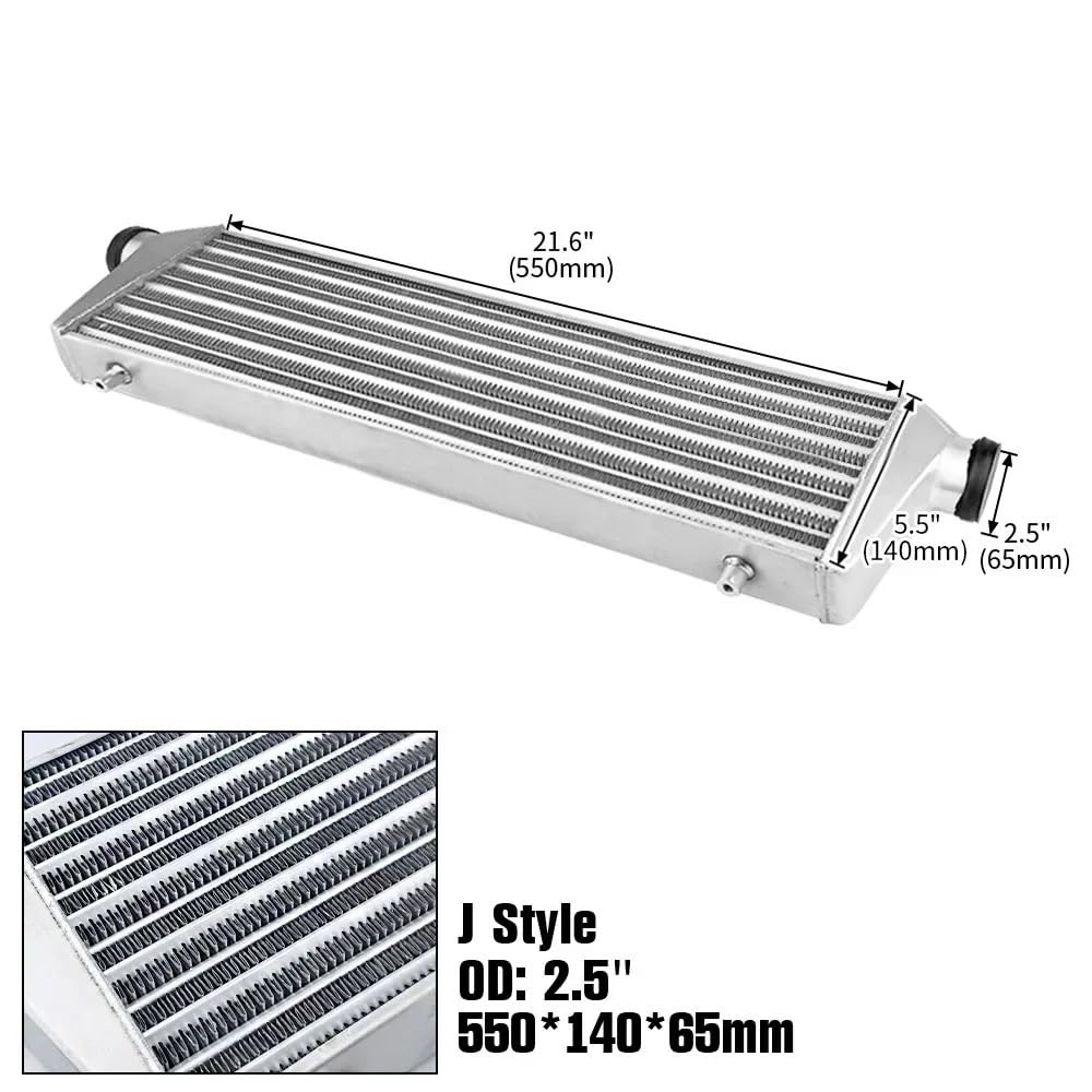 Intercooler samochodowy Uniwersalny intercooler Turbo montowany z przodu samochodu | Samochodowe układy chłodzenia Turbo Intercooler OD 65/76mm Charge(550x140x65)