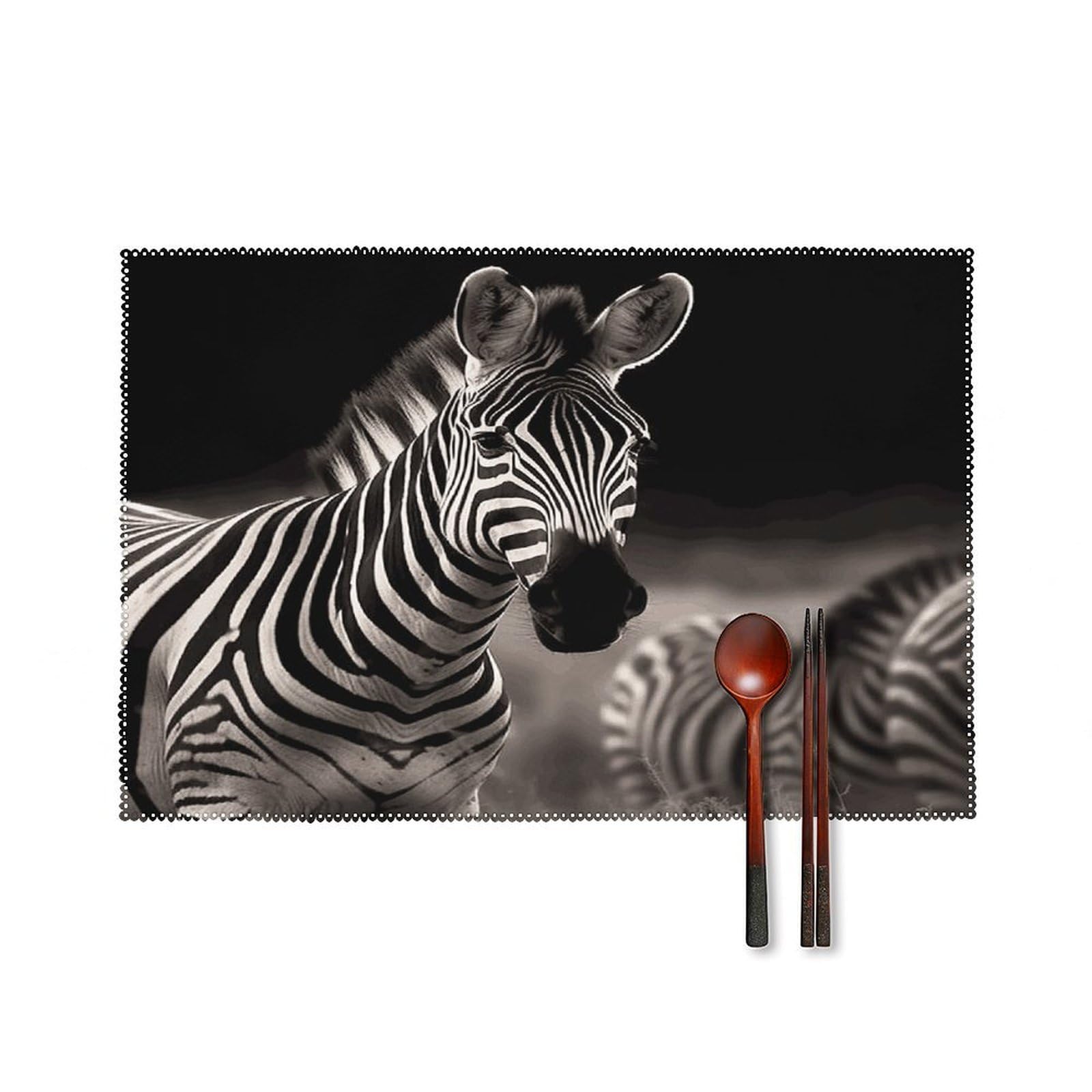 Wild Animals Zebra Placemats Set of 4 Heat Resistant Non-Slip Place Mats for Dining Table Washable Placemat Wipeable Dining Table Mat Canvas Place Mats Dining Table Decor