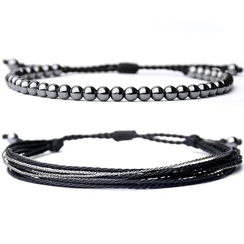 Miniatura 9 de Mezcla Vida Natural Stone Beaded Bracelets for Men Women Unisex Adjustable Waterproof Rope Bracelets Set Valentine's Day Birthday Gifts for