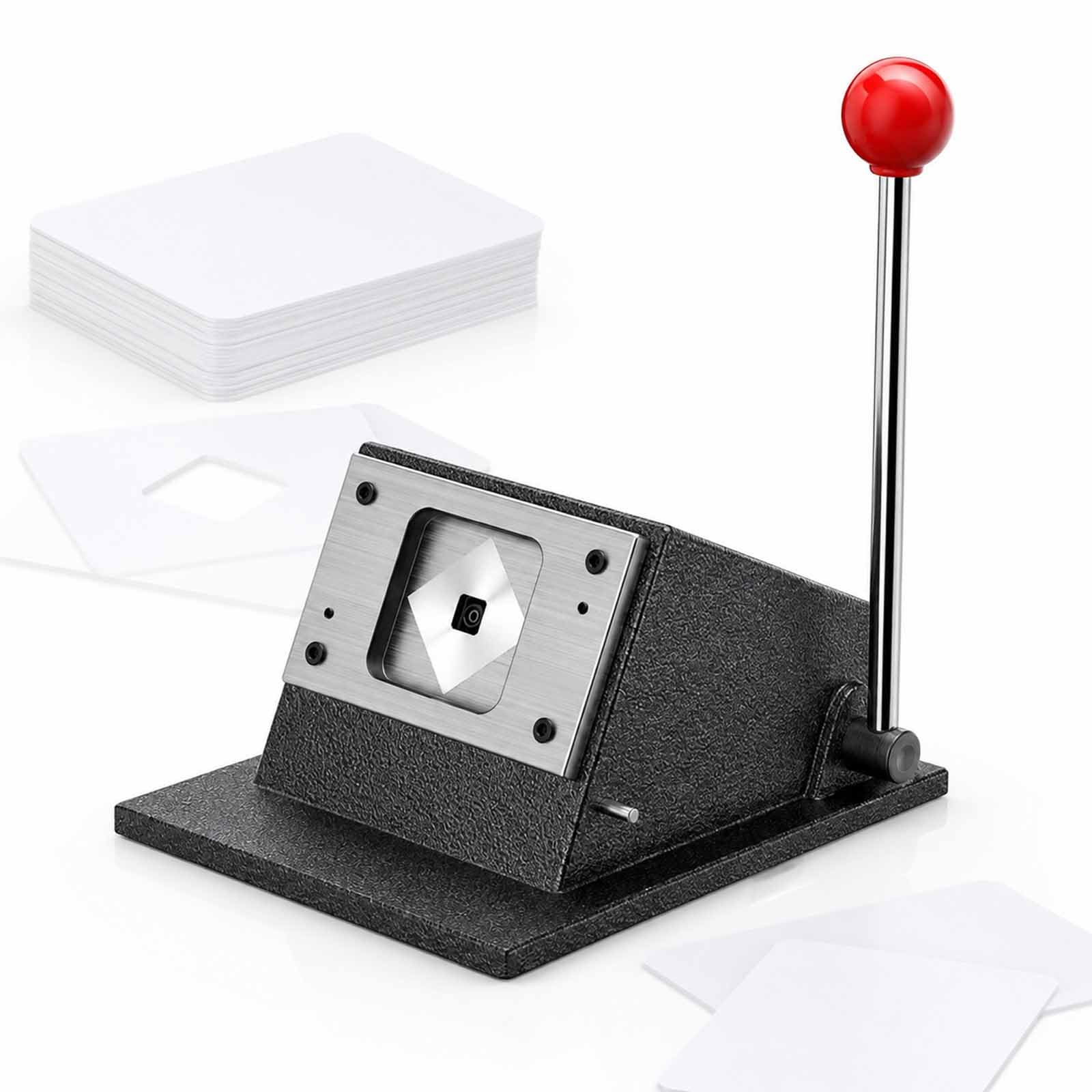 Przecinarka do zdjęć stołowych, ręczna wycinarka z metalu, do kart PCW, 50 × 50 mm, wytrzymała technika wykrawania z zaokrąglonymi narożnikami, antypoślizgowa podstawa, do biura, studia i