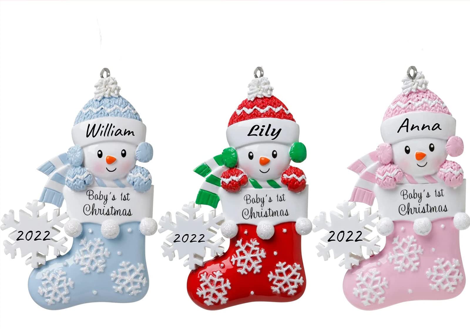 Ornement personnalisé Premier Noël de bébé bonhomme de neige