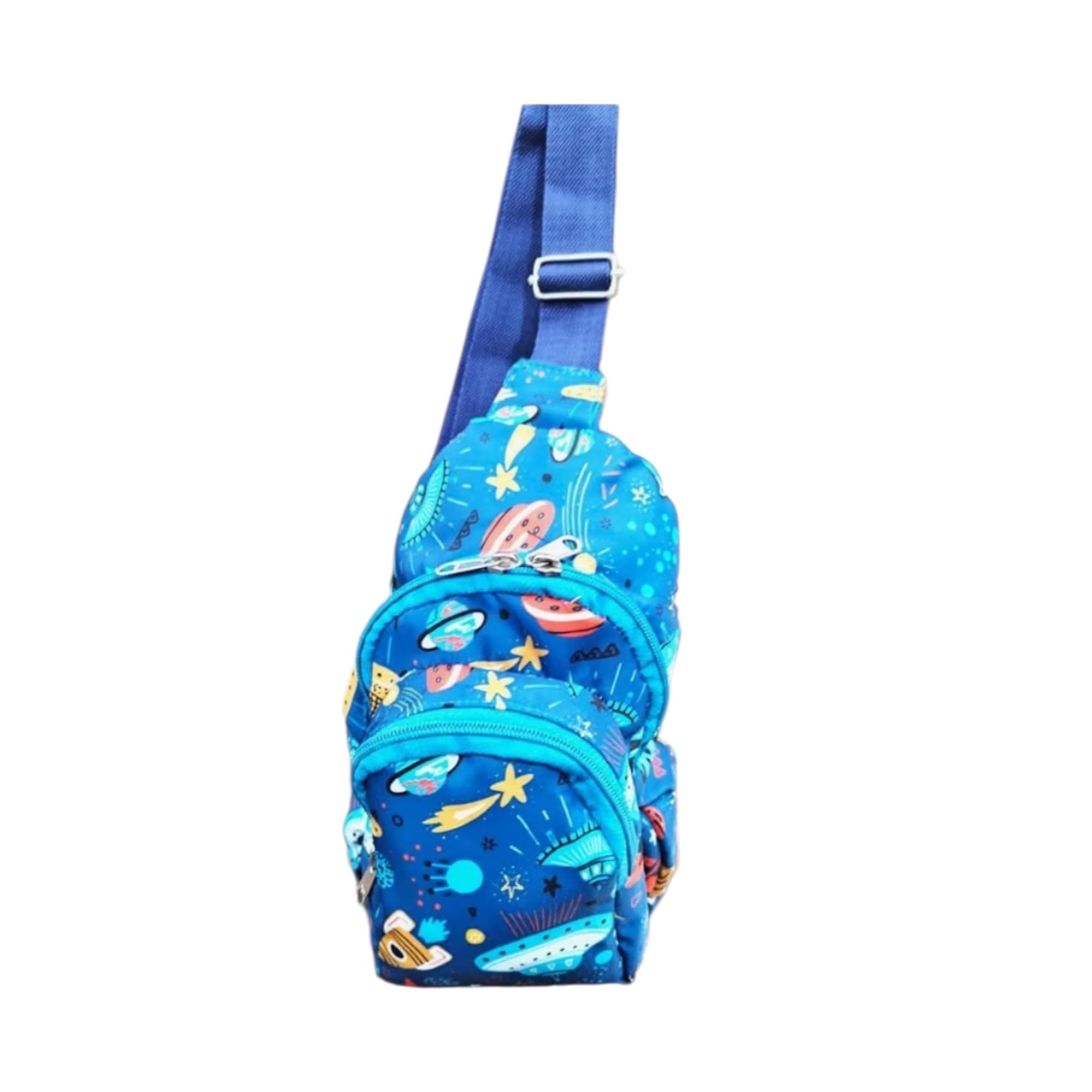 Astronaut Theme Kids Double Zipper Crossbody Sling Bag For Outdoor Activities, Pack of 01-image-49