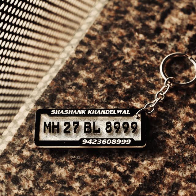 Image of Generic Custom Real 4D Rectangular Number or Name Plate Keychain For Bike Key Chain or Custom Car Keychain | Acrylic