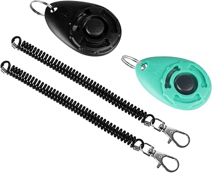 Diyife Dog Clicker, 2 PCS Dog Clickers for Training with Wrist Strap | Training & Behaviour Aids for Dogs, Puppy, Cats, Anti Bark, Portable Lightweight Design (Black & Green)