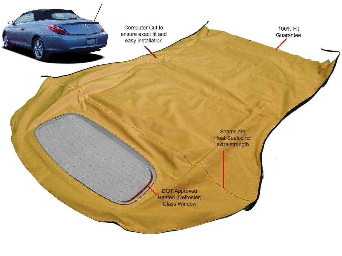 Compatible With Toyota Solara Convertible Soft Top & Heated Glass Window 2004-2009 Canvas Cloth (Tan)