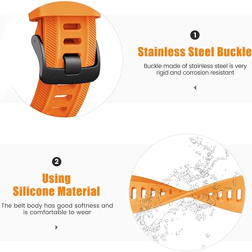 Miniatura 4 de ANCOOL Correa de reloj Garmin InstinctForerunner 955, correas de silicona suave de 0.866 in para Forerunner 945Instinct 2Forerunner 935Forerunner