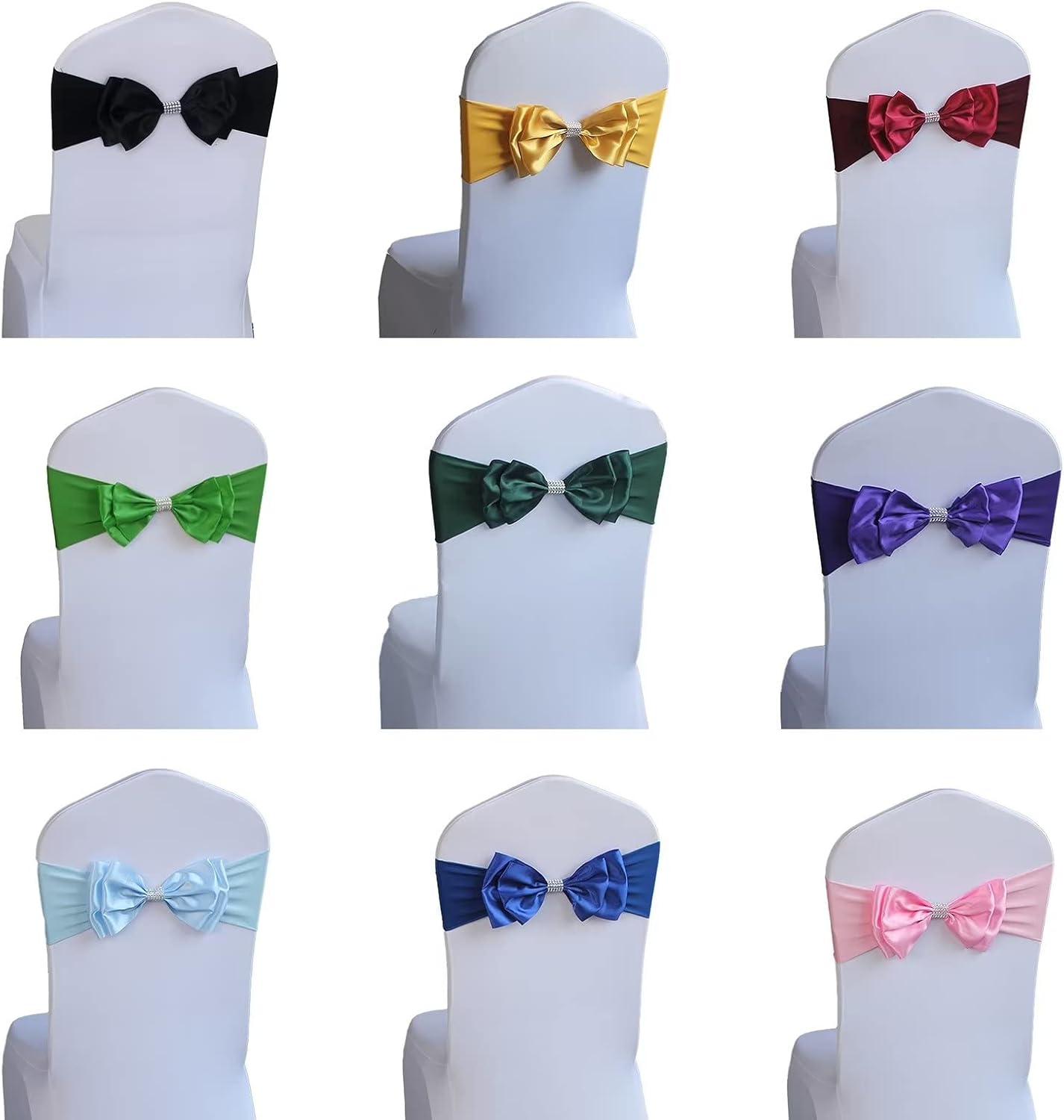 Pack of 50 Spandex Stretch Chair Sashes Double Bow Chair Bands for Romantic Wedding Birthday Party Hotel Event Banquets Chair Cover Decoration (Light Purple 50 PCS)