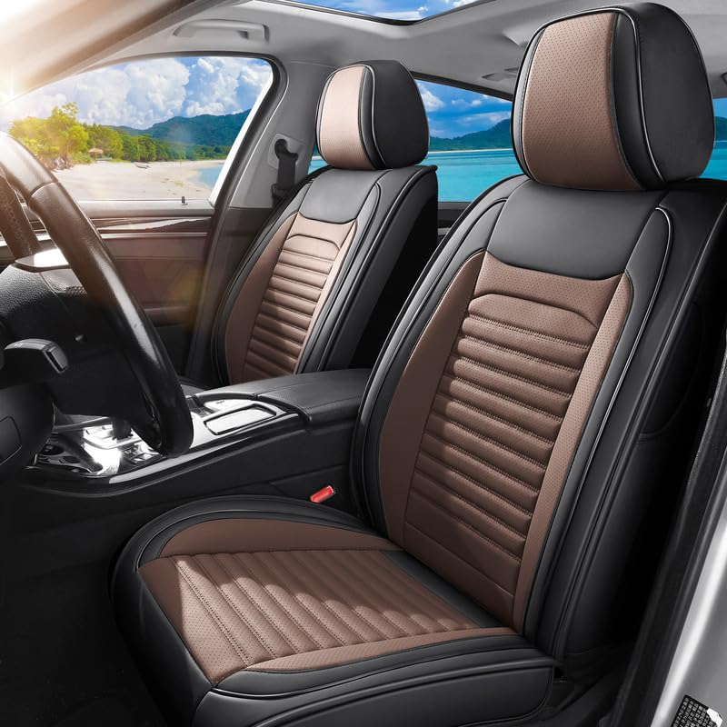 Image of Seat Covers Full Set Fit for Chevy /Chevrolet Trax 2015-2026, Black&Brown