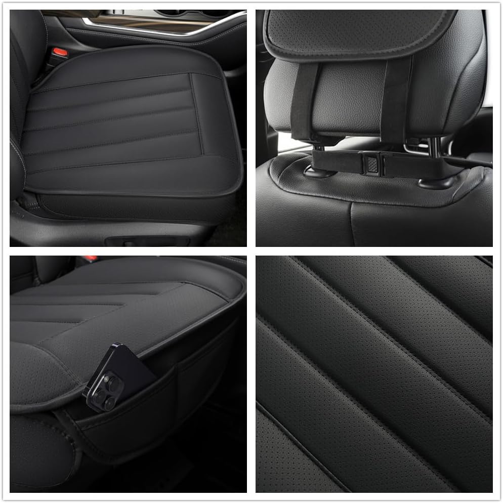 SOBONITO Car Front Seat Covers Protectors,Sideless Cushion Pad,Compatible with 95% Sedan SUV,Anti-Slip,2pcs (Black, Universal Size)