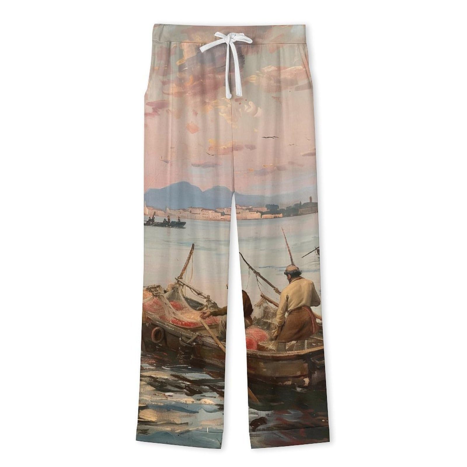 OLEETS Pigiama A Maniche Lunghe da Uomo - Andare in Barca sul Mare Pigiama Invernale Pantaloni Top Caldo Autunnale Traspirante Morbido 2 Pezzi Casual Ampio