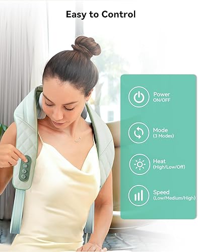 Miniatura 6 de Snailax Masajeador inalámbrico de cuello y hombros con calor, amasado de tejido profundo 4D, almohada masajeadora de espalda Shiatsu para cuello,